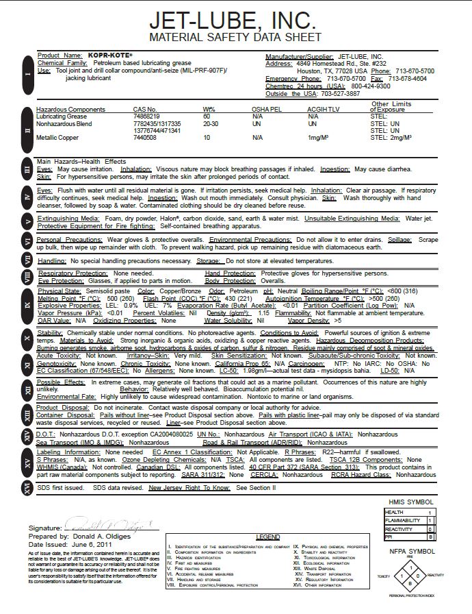 Kopr Kote Water Well MSDS